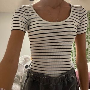 Black and white striped bodysuit